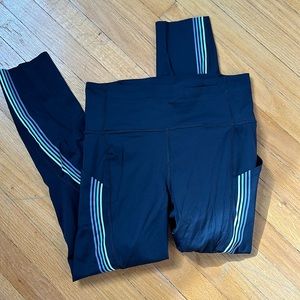 Lululemon Fast and Free High Rise Pants with side stripes